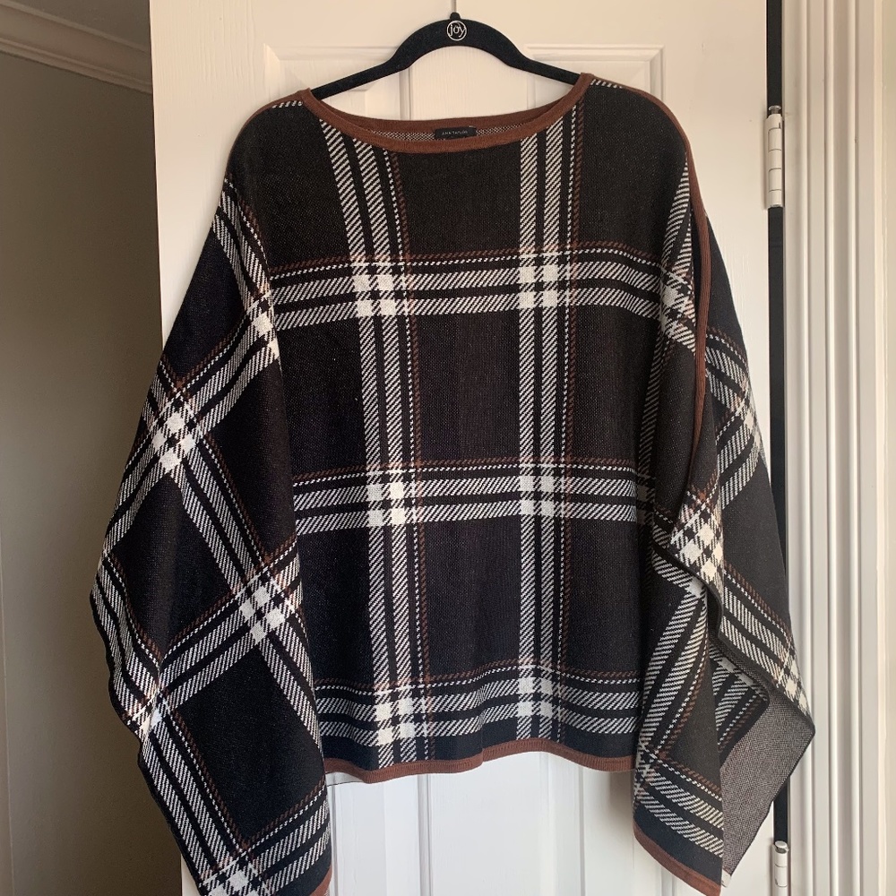 Ann Taylor Plaid Poncho
